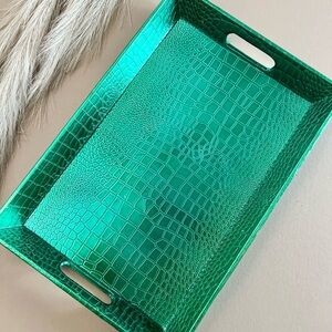 Emerald Green Crocodile Pattern Faux Leather Tray